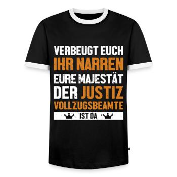Verbeugt Euch Ihr Narren Officier de police - T-shirt contrasté Homme - noir/blanc - Devant - AI Model Female 172 light (172cm) & AI Model Male 178 light (178cm)