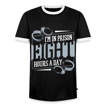 Ich bin acht Stunden am Tag im Gefängnis Korrekturen - Männer Kontrast-T-Shirt - Schwarz/Weiß - Vorne - AI Model Female 172 light (172cm) & AI Model Male 178 light (178cm)