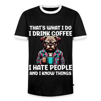 That's What I Do I Drink Coffee I Hate People - Männer Kontrast-T-Shirt - Schwarz/Weiß - Vorne - AI Model Female 172 light (172cm) & AI Model Male 178 light (178cm)