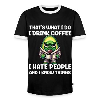 That's What I Do I Drink Coffee I Hate People - Männer Kontrast-T-Shirt - Schwarz/Weiß - Vorne - AI Model Female 172 light (172cm) & AI Model Male 178 light (178cm)