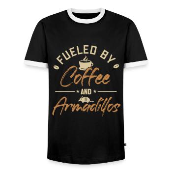 Fueled by Coffee and Armadillos Pink Fairy Lover - Men's Ringer Shirt - black/white - Front - AI Model Female 172 light (172cm) & AI Model Male 178 light (178cm)