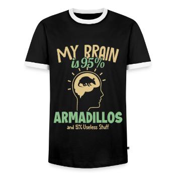 My Brain is 95% Armadillos Pink Fairy Cingulata - Men's Ringer Shirt - black/white - Front - AI Model Female 172 light (172cm) & AI Model Male 178 light (178cm)