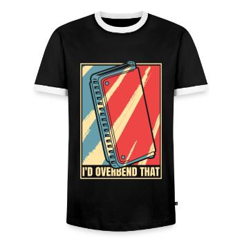 J’exagérerais cette harpe harmoniste à bouche - T-shirt contrasté Homme - noir/blanc - Devant - AI Model Female 172 light (172cm) & AI Model Male 178 light (178cm)