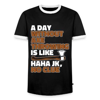 Une journée sans lancer de hache, c’est comme lancer de hache - T-shirt contrasté Homme - noir/blanc - Devant - AI Model Female 172 light (172cm) & AI Model Male 178 light (178cm)