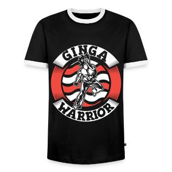 Ginga Guerrier Capoeirista Ginga Danse - T-shirt contrasté Homme - noir/blanc - Devant - AI Model Female 172 light (172cm) & AI Model Male 178 light (178cm)