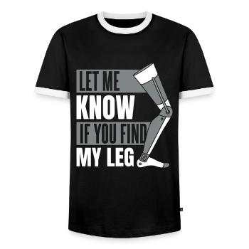 Faites-moi savoir si vous trouvez ma prothèse de jambe d’utilisateur de jambe - T-shirt contrasté Homme - noir/blanc - Devant - AI Model Female 172 light (172cm) & AI Model Male 178 light (178cm)