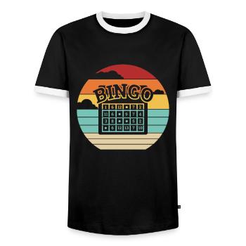 Retro Professional Caller Daubers Bingo Lover - Männer Kontrast-T-Shirt - Schwarz/Weiß - Vorne - AI Model Female 172 light (172cm) & AI Model Male 178 light (178cm)