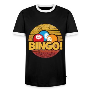 Retro Professional Caller Daubers Bingo Lover - Männer Kontrast-T-Shirt - Schwarz/Weiß - Vorne - AI Model Female 172 light (172cm) & AI Model Male 178 light (178cm)