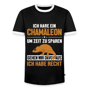 Chamäleonbesitzer hat immer Recht Veiled Panther - T-shirt contrasté Homme - noir/blanc - Devant - AI Model Female 172 light (172cm) & AI Model Male 178 light (178cm)