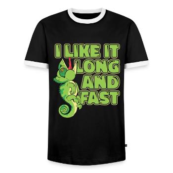J’aime bien long et rapide Voiled Panther Lover - T-shirt contrasté Homme - noir/blanc - Devant - AI Model Female 172 light (172cm) & AI Model Male 178 light (178cm)
