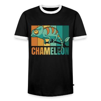 Panthère rétro voilée Chamaeleonidae amant - T-shirt contrasté Homme - noir/blanc - Devant - AI Model Female 172 light (172cm) & AI Model Male 178 light (178cm)