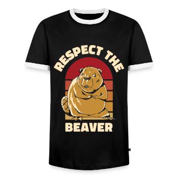 Respect Le Castor Eurasien Castor Canadensis - T-shirt contrasté Homme - noir/blanc - Devant - AI Model Female 172 light (172cm) & AI Model Male 178 light (178cm)