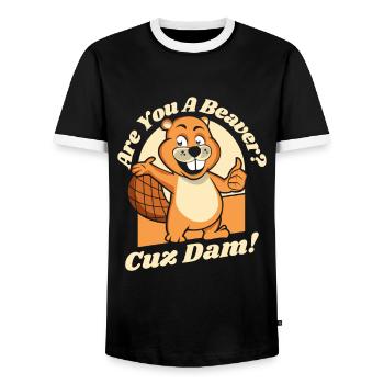 Bist du ein Biber, weil der Damm Nordamerikas Eurasier ist - Männer Kontrast-T-Shirt - Schwarz/Weiß - Vorne - AI Model Female 172 light (172cm) & AI Model Male 178 light (178cm)