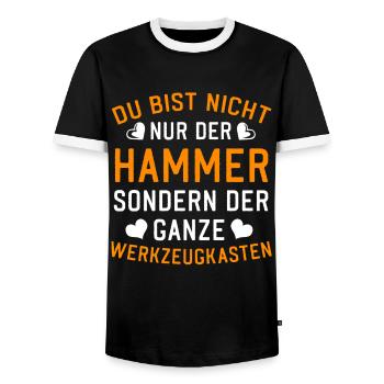 Du bist nicht nur der Hammer sondern Werkzeugkaste - Männer Kontrast-T-Shirt - Schwarz/Weiß - Vorne - AI Model Female 172 light (172cm) & AI Model Male 178 light (178cm)