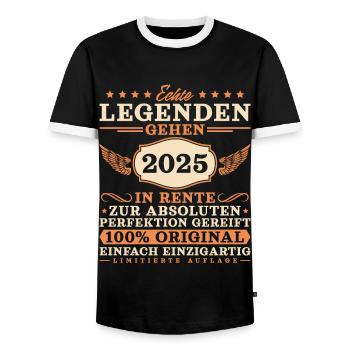 Echte Legenden gehen 2025 in Rente - Männer Kontrast-T-Shirt - Schwarz/Weiß - Vorne - AI Model Female 172 light (172cm) & AI Model Male 178 light (178cm)