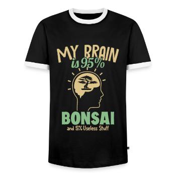 My Brain is 95% Bonsai Penjing Indoor Bonsai - Men's Ringer Shirt - black/white - Front - AI Model Female 172 light (172cm) & AI Model Male 178 light (178cm)