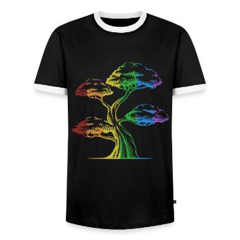 Bonsai LGBT Rainbow Indoor Bonsai Bonsai Pots - Men's Ringer Shirt - black/white - Front - AI Model Female 172 light (172cm) & AI Model Male 178 light (178cm)