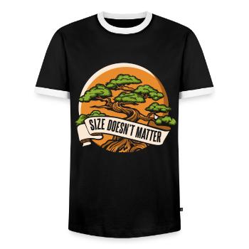 Size Doesn't Matter Indoor Bonsai Bonsai Pots - Men's Ringer Shirt - black/white - Front - AI Model Female 172 light (172cm) & AI Model Male 178 light (178cm)