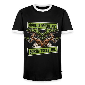 Zuhause ist, wo meine Bonsai Bäume sind Penjing Bonsai - Männer Kontrast-T-Shirt - Schwarz/Weiß - Vorne - AI Model Female 172 light (172cm) & AI Model Male 178 light (178cm)