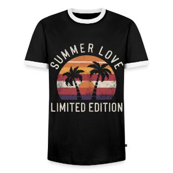 Summer Love Limited Edition - Men's Ringer Shirt - black/white - Front - AI Model Female 172 light (172cm) & AI Model Male 178 light (178cm)