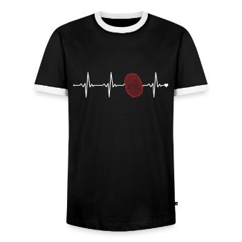 Criminalistique Sciences du rythme cardiaque Psychologie Criminalistique - T-shirt contrasté Homme - noir/blanc - Devant - AI Model Female 172 light (172cm) & AI Model Male 178 light (178cm)