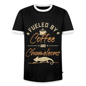 Alimenté par le café et les caméléons Panther voilé - T-shirt contrasté Homme - noir/blanc - Devant - AI Model Female 172 light (172cm) & AI Model Male 178 light (178cm)