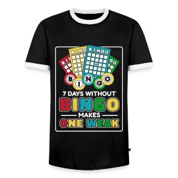 7 jours sans bingo rendent un suiveur faible - T-shirt contrasté Homme - noir/blanc - Devant - AI Model Female 172 light (172cm) & AI Model Male 178 light (178cm)