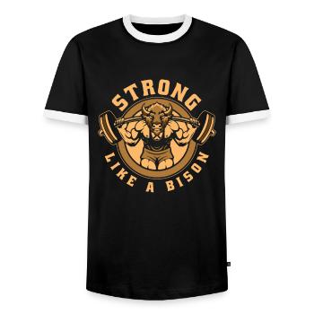 Fort comme un bison Buffalo Bovinae Américain - T-shirt contrasté Homme - noir/blanc - Devant - AI Model Female 172 light (172cm) & AI Model Male 178 light (178cm)