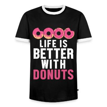 Life is Better With Donuts Doughnut Glazed Maker - Men's Ringer Shirt - black/white - Front - AI Model Female 172 light (172cm) & AI Model Male 178 light (178cm)