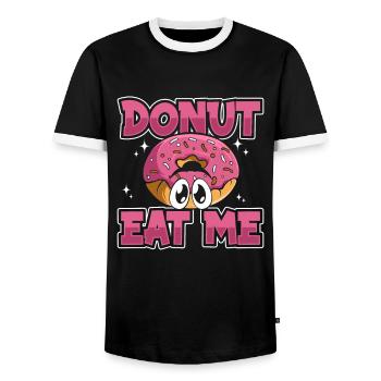 Donut Eat Me Donut, glasiert, Maker, Liebhaber, Donut - Männer Kontrast-T-Shirt - Schwarz/Weiß - Vorne - AI Model Female 172 light (172cm) & AI Model Male 178 light (178cm)