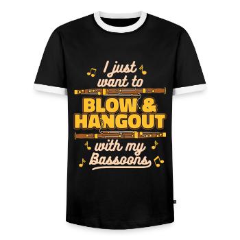 Ich will nur blasen und abhängen Aerophone Musik - Männer Kontrast-T-Shirt - Schwarz/Weiß - Vorne - AI Model Female 172 light (172cm) & AI Model Male 178 light (178cm)