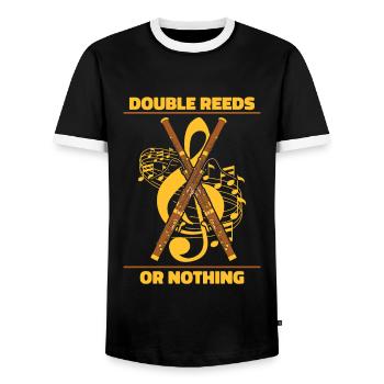 Anche Double Anches Or Rien Instrument De Basson Musique - T-shirt contrasté Homme - noir/blanc - Devant - AI Model Female 172 light (172cm) & AI Model Male 178 light (178cm)
