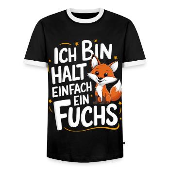 Fox, Foxes, Wild Animal, Forest Animal, Red Fox - Men's Ringer Shirt - black/white - Front - AI Model Female 172 light (172cm) & AI Model Male 178 light (178cm)