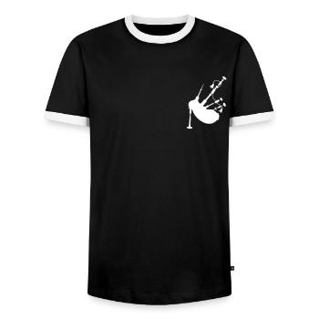 Cornemuse Logo Emblème Leçons de cornemuse Sarbacane - T-shirt contrasté Homme - noir/blanc - Devant - AI Model Female 172 light (172cm) & AI Model Male 178 light (178cm)
