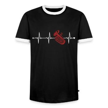 Euphonium Heartbeat Instrument Euphonist Player - Männer Kontrast-T-Shirt - Schwarz/Weiß - Vorne - AI Model Female 172 light (172cm) & AI Model Male 178 light (178cm)