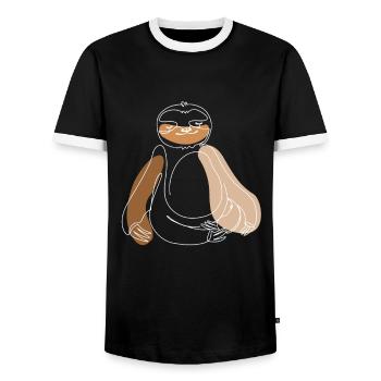 Lineart Pilosa folivora Chien d’amour à gorge brune paresseux - T-shirt contrasté Homme - noir/blanc - Devant - AI Model Female 172 light (172cm) & AI Model Male 178 light (178cm)