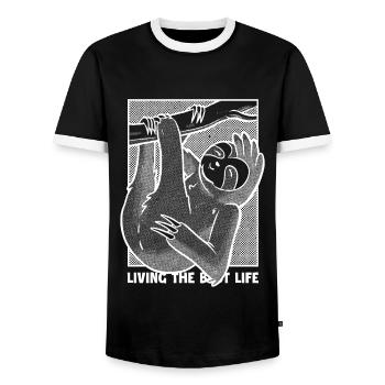 Das beste Leben leben Folivora Braunkehl - Männer Kontrast-T-Shirt - Schwarz/Weiß - Vorne - AI Model Female 172 light (172cm) & AI Model Male 178 light (178cm)