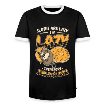 Sloths Are Lazy I'm Lazy Therfore I'm A Sloth - Men's Ringer Shirt - black/white - Front - AI Model Female 172 light (172cm) & AI Model Male 178 light (178cm)