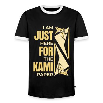 Nur hier für das Kami Papier Falten Eule Papier - Männer Kontrast-T-Shirt - Schwarz/Weiß - Vorne - AI Model Female 172 light (172cm) & AI Model Male 178 light (178cm)