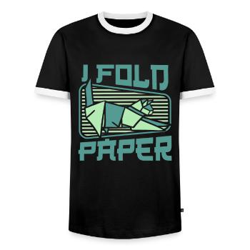Je plie le papier pliant hibou papier grue maître - T-shirt contrasté Homme - noir/blanc - Devant - AI Model Female 172 light (172cm) & AI Model Male 178 light (178cm)