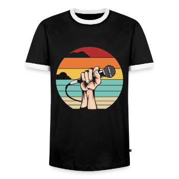Rétro Opéra Ténor Chanteur Chanteur Amant - T-shirt contrasté Homme - noir/blanc - Devant - AI Model Female 172 light (172cm) & AI Model Male 178 light (178cm)
