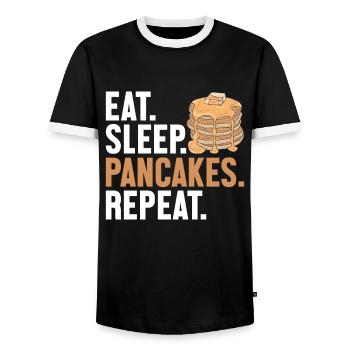 Manger des crêpes pour dormir Répéter les recettes Griddlecake - T-shirt contrasté Homme - noir/blanc - Devant - AI Model Female 172 light (172cm) & AI Model Male 178 light (178cm)