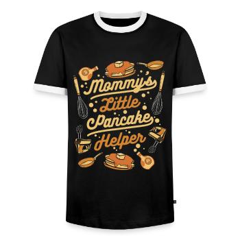 Mommy's Little Pancake Helper Recipes Flapjack - Men's Ringer Shirt - black/white - Front - AI Model Female 172 light (172cm) & AI Model Male 178 light (178cm)