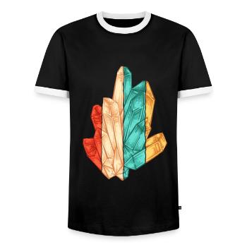 Retro Geologist Stone Collector Mineral Collector - Men's Ringer Shirt - black/white - Front - AI Model Female 172 light (172cm) & AI Model Male 178 light (178cm)