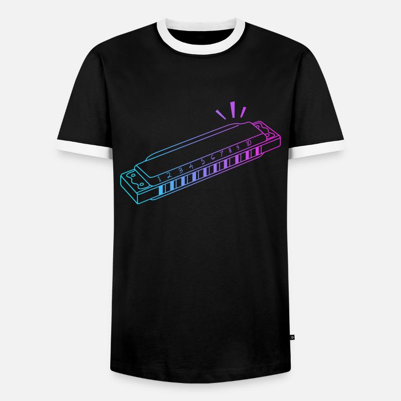 Maulharfe Harmonist Harmonicist Profi - Männer Kontrast-T-Shirt - Schwarz/Weiß