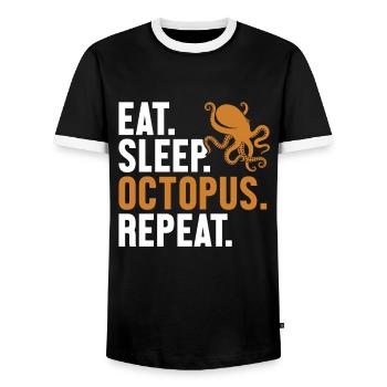 Eat Sleep Octopus Repeat Octopoda Cephalopoda - Men's Ringer Shirt - black/white - Front - AI Model Female 172 light (172cm) & AI Model Male 178 light (178cm)