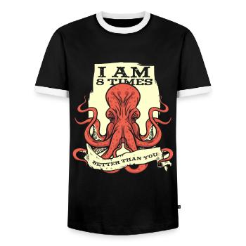 Je suis 8 fois mieux que toi Cephalopoda octopodes - T-shirt contrasté Homme - noir/blanc - Devant - AI Model Female 172 light (172cm) & AI Model Male 178 light (178cm)