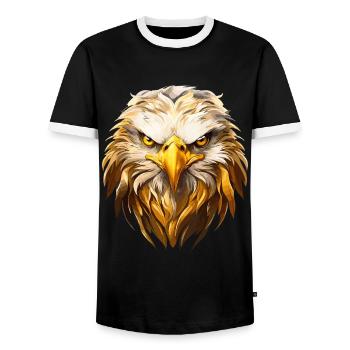 Tête d’aigle Or Oiseau de proie Oiseau Nature animale - T-shirt contrasté Homme - noir/blanc - Devant - AI Model Female 172 light (172cm) & AI Model Male 178 light (178cm)
