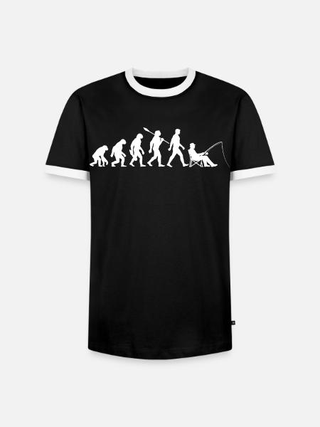 Evolution - Angler, Fishing Gift - Men's Ringer Shirt - black/white