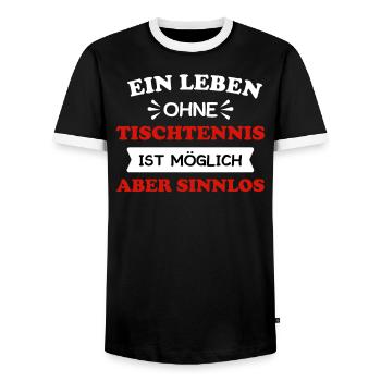 Tischtennis - Männer Kontrast-T-Shirt - Schwarz/Weiß - Vorne - AI Model Female 172 light (172cm) & AI Model Male 178 light (178cm)